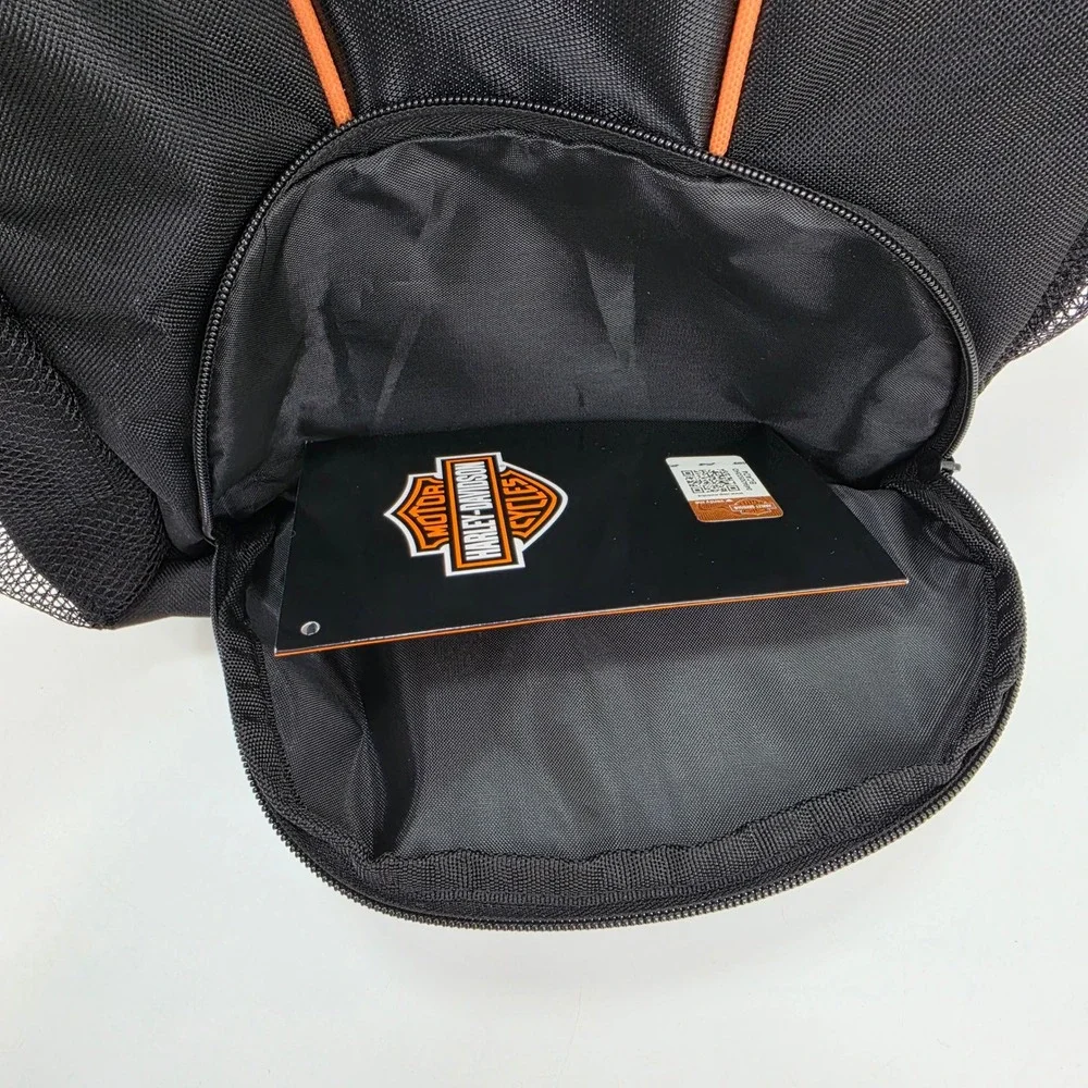 Harley-Davidson Logo Backpack Black Orange Bar & Shield Padded Travel Bag 90817